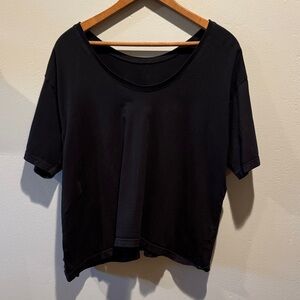 VETTA Slouchy Organic Cotton Classic Black Scoop Neck Women's Top Tee T-shirt